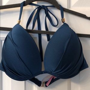 Victoria’s Secret Satin Blue Bikini Top